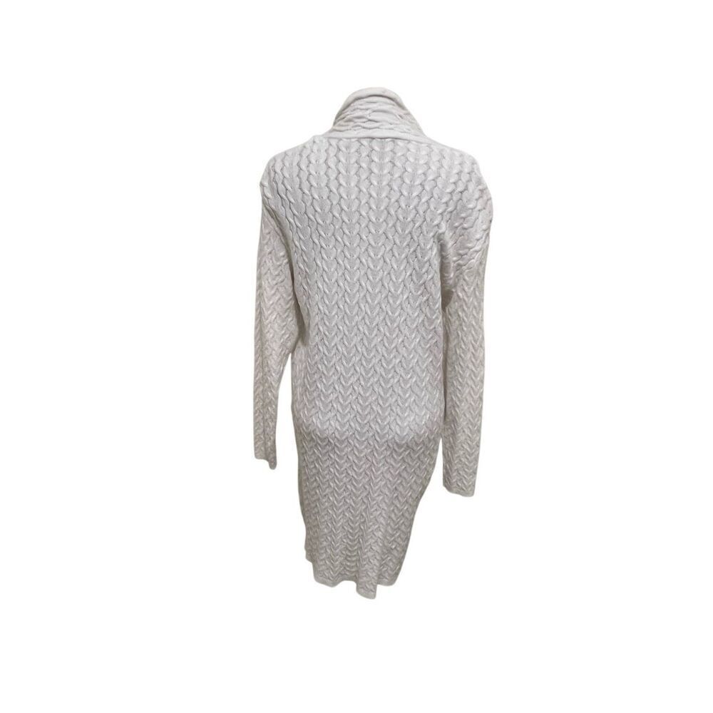 T Tahari Women's Long Open Front Cable Knit Cardigan Sweater White Small - Picture 4 of 7